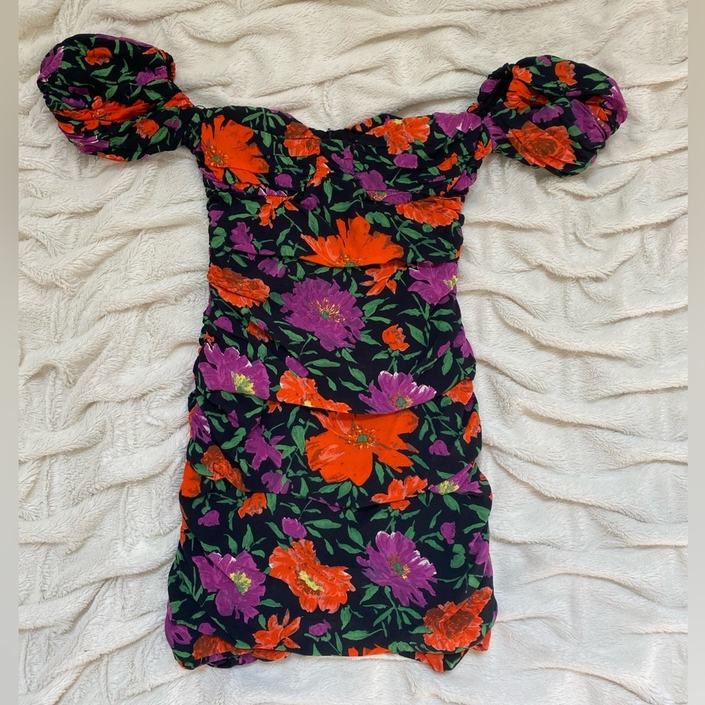 Zara floral off the shoulder mini dress - Picture 2 of 7